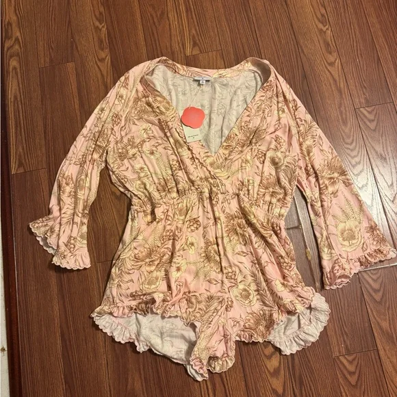 Aguabendita Plus Size Floral Romper 2x - Picture 2 of 5